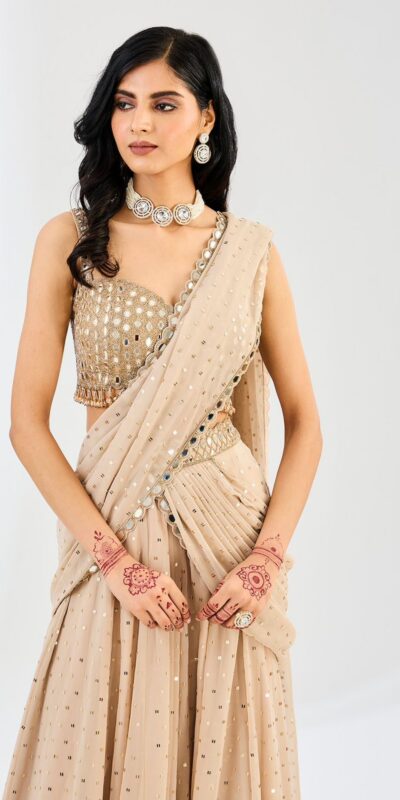 Chiku Faux Georgette Sequins Work Saree | Sarees, Bollywood Sarees, Creative Sarees, Designer Sarees, Embroidered Sarees, Ethnic Saree, Modern Digital sarees, Party Wear Sarees