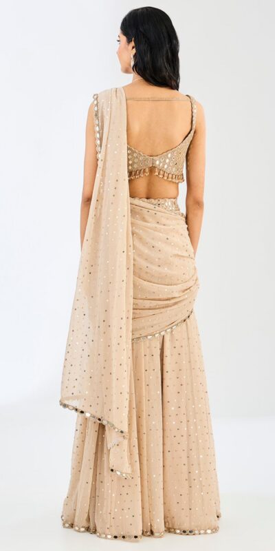 Chiku Faux Georgette Sequins Work Saree | Sarees, Bollywood Sarees, Creative Sarees, Designer Sarees, Embroidered Sarees, Ethnic Saree, Modern Digital sarees, Party Wear Sarees
