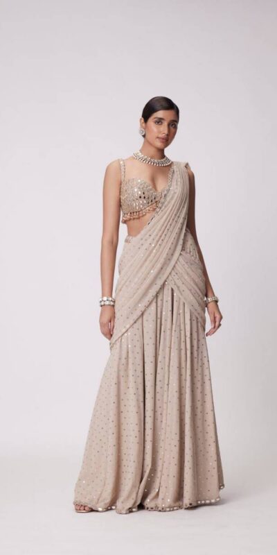 Chiku Faux Georgette Sequins Work Saree | Sarees, Bollywood Sarees, Creative Sarees, Designer Sarees, Embroidered Sarees, Ethnic Saree, Modern Digital sarees, Party Wear Sarees