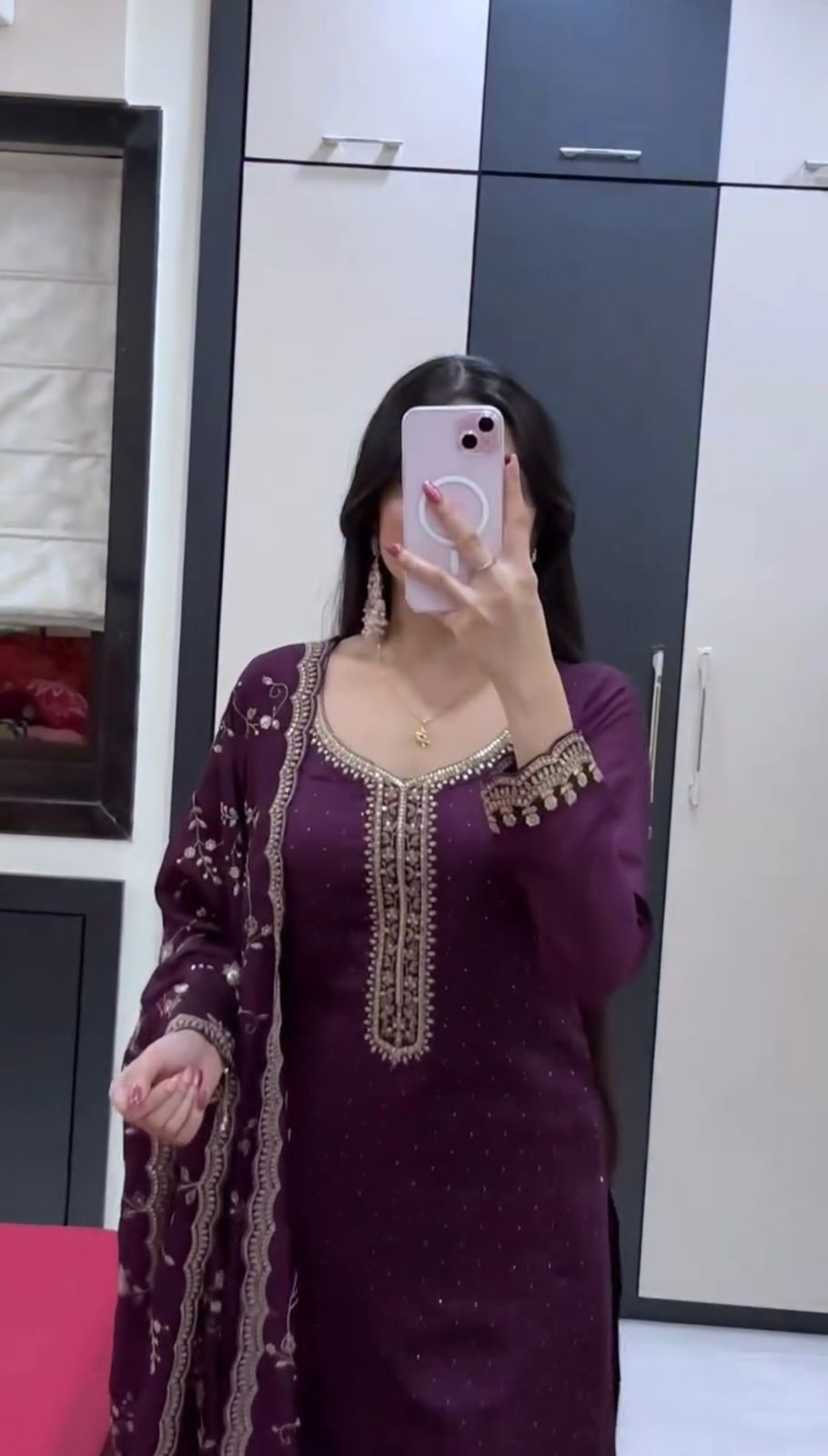 JF 048 Wine Color Georgette Salwar Suit with Designer Work. Affordable Price ₹2149. Delivery 4-6 Working Days. Online Shop now. | Jump Suits, Salwar suit, Casual Suits, Creative suits, Designer Suits, Palazzo Suits, Party Wear Suits, Patiala Suits, Straight Suits