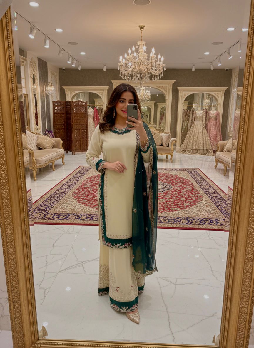 Cream Faux Georgette Sequence Hand Work Salwar Suit | Jump Suits, Salwar suit, Casual Suits, Creative suits, Designer Suits, Palazzo Suits, Party Wear Suits, Patiala Suits, Straight Suits