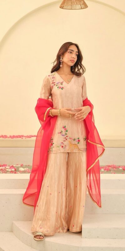 Cream Fendi With Embroidery Work Salwar Suit | Jump Suits, Salwar suit, Casual Suits, Creative suits, Designer Suits, Palazzo Suits, Party Wear Suits, Patiala Suits, Straight Suits