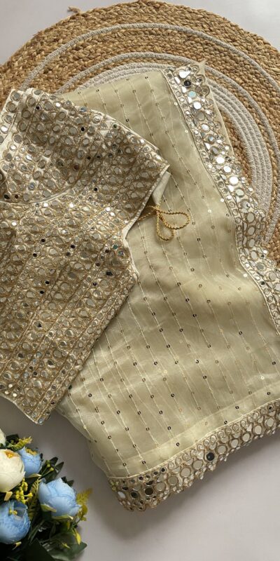 Cream Organza Sequins Saree | Sarees, Bollywood Sarees, Creative Sarees, Designer Sarees, Embroidered Sarees, Ethnic Saree, Modern Digital sarees, Party Wear Sarees