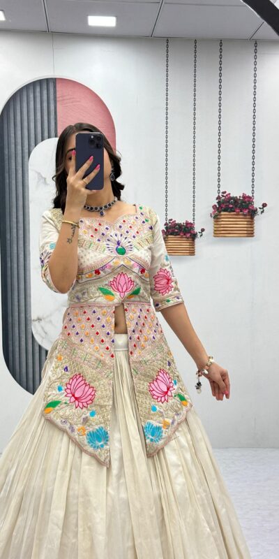Cream Simar Cosmos Embroidery Work Lehenga Choli | Lehenga, Bollywood Lehenga, Creative Lehenga, Designer Lehenga, Embroidered Lehenga, Party Wear Lehenga