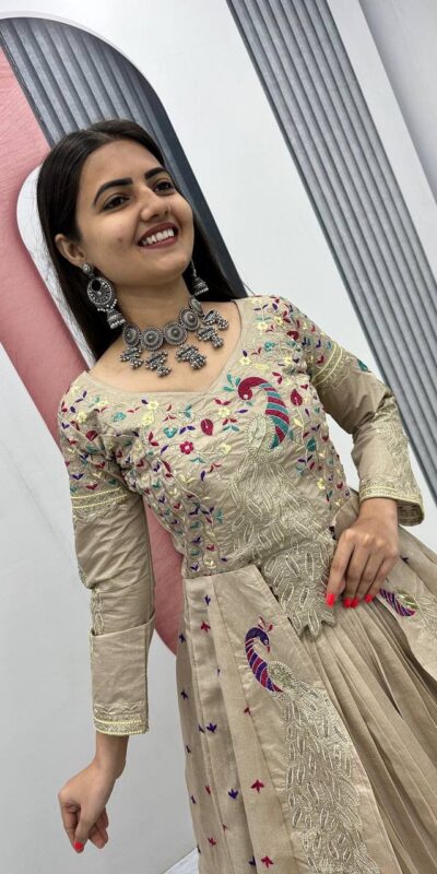 Cream Vichitra Sequence Work Lehenga Choli | Lehenga, Bollywood Lehenga, Creative Lehenga, Designer Lehenga, Embroidered Lehenga, Party Wear Lehenga