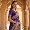 Dark Blue Banarasi Zari Lace Work Saree | Sarees, Bollywood Sarees, Creative Sarees, Designer Sarees, Embroidered Sarees, Ethnic Saree, Modern Digital sarees, Party Wear Sarees