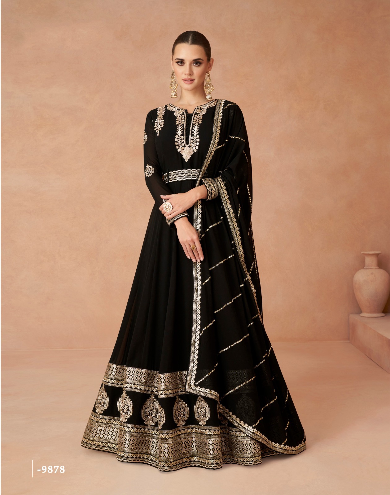 Dark Brown Faux Georgette With Embroidery Work Anarkali Gown | Gowns, Bollywood Gowns, Creative Gowns, Designer Gowns, Embroidered Gowns, Party Wear Gowns, Straight Suits