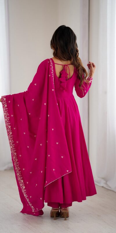 Dark Pink Roman Chanderi Silk Bead Work Salwar Suit | Jump Suits, Salwar suit, Casual Suits, Creative suits, Designer Suits, Palazzo Suits, Party Wear Suits, Patiala Suits, Straight Suits