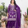 Dark Purple Chinon Silk Embroider Lace Work Salwar Suit | Jump Suits, Salwar suit, Casual Suits, Creative suits, Designer Suits, Palazzo Suits, Party Wear Suits, Patiala Suits, Straight Suits