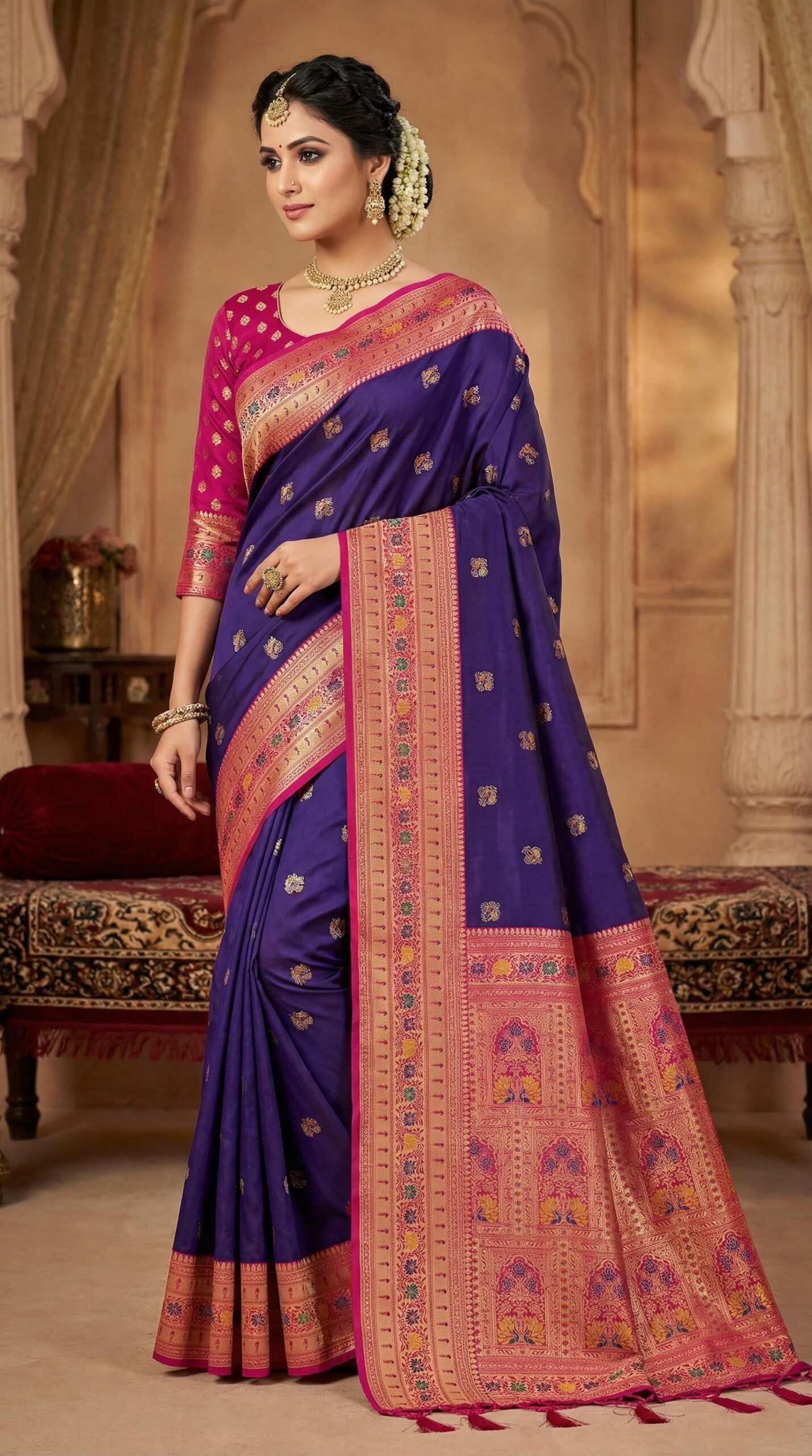 Dark Purple Meenakari Lace Zari Work Saree | Sarees, Bollywood Sarees, Creative Sarees, Designer Sarees, Embroidered Sarees, Ethnic Saree, Modern Digital sarees, Party Wear Sarees
