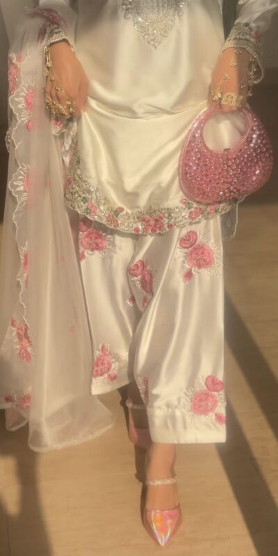 Dreamy Off White Japan Satin Embroidery Work Salwar Suit | Jump Suits, Salwar suit, Casual Suits, Creative suits, Designer Suits, Palazzo Suits, Party Wear Suits, Patiala Suits, Straight Suits