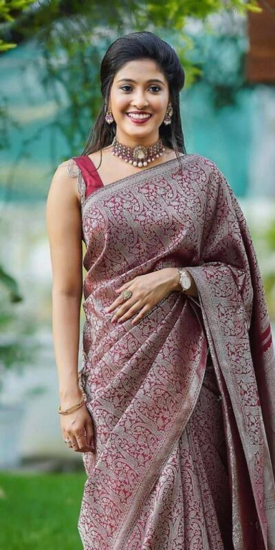 Fine Wine Lichi Silk Jacquard Work Saree | Sarees, Bollywood Sarees, Creative Sarees, Designer Sarees, Embroidered Sarees, Ethnic Saree, Modern Digital sarees, Party Wear Sarees