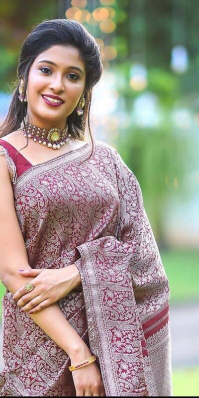 Fine Wine Lichi Silk Jacquard Work Saree | Sarees, Bollywood Sarees, Creative Sarees, Designer Sarees, Embroidered Sarees, Ethnic Saree, Modern Digital sarees, Party Wear Sarees