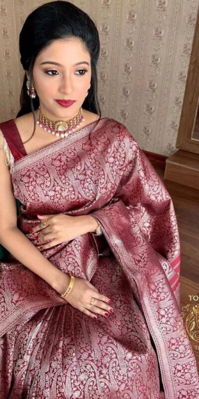 Fine Wine Lichi Silk Jacquard Work Saree | Sarees, Bollywood Sarees, Creative Sarees, Designer Sarees, Embroidered Sarees, Ethnic Saree, Modern Digital sarees, Party Wear Sarees