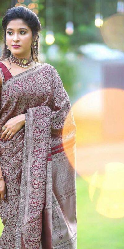 Fine Wine Lichi Silk Jacquard Work Saree | Sarees, Bollywood Sarees, Creative Sarees, Designer Sarees, Embroidered Sarees, Ethnic Saree, Modern Digital sarees, Party Wear Sarees