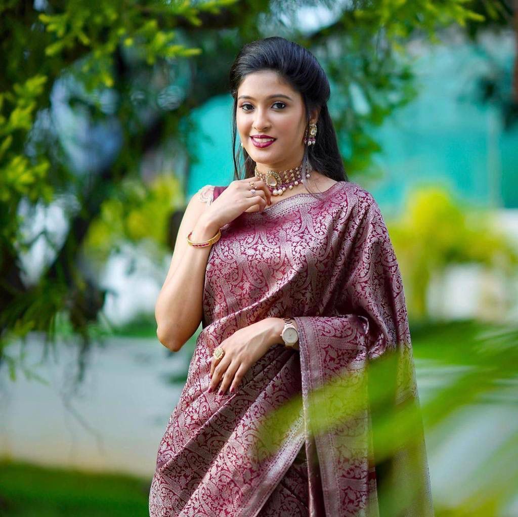 Fine Wine Lichi Silk Jacquard Work Saree | Sarees, Bollywood Sarees, Creative Sarees, Designer Sarees, Embroidered Sarees, Ethnic Saree, Modern Digital sarees, Party Wear Sarees