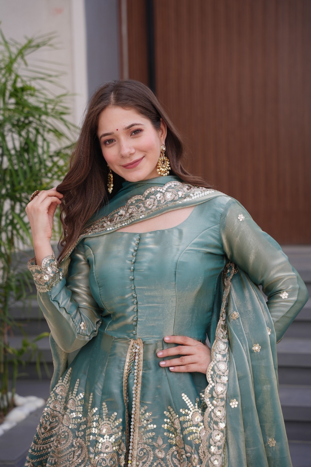 Firozi Fendy Satin Silk Embroidery Mirror Work Gown | Lehenga, Bollywood Lehenga, Creative Lehenga, Designer Lehenga, Embroidered Lehenga, Party Wear Lehenga