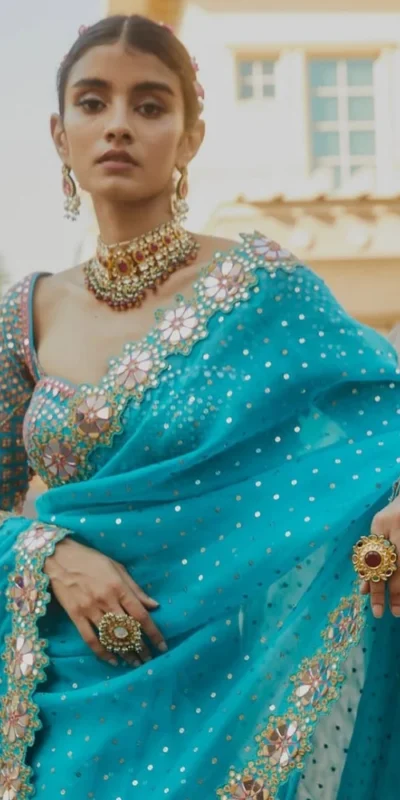 Firozi Georgette Sequence Print Saree | Sarees, Bollywood Sarees, Creative Sarees, Designer Sarees, Embroidered Sarees, Ethnic Saree, Modern Digital sarees, Party Wear Sarees