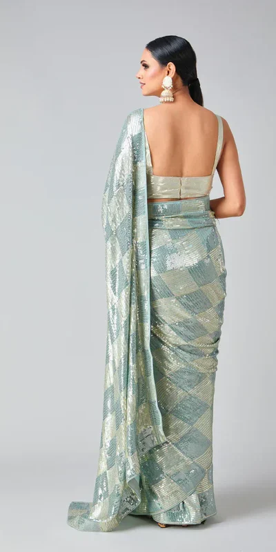 Firozi Georgette Sequins Work Saree | Sarees, Bollywood Sarees, Creative Sarees, Designer Sarees, Embroidered Sarees, Ethnic Saree, Modern Digital sarees, Party Wear Sarees