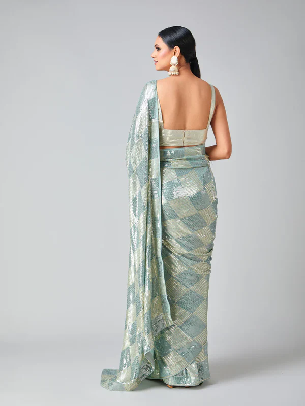 Firozi Georgette Sequins Work Saree | Sarees, Bollywood Sarees, Creative Sarees, Designer Sarees, Embroidered Sarees, Ethnic Saree, Modern Digital sarees, Party Wear Sarees