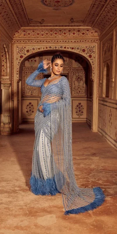 Firozi Mono Net Sequins Saree | Sarees, Bollywood Sarees, Creative Sarees, Designer Sarees, Embroidered Sarees, Ethnic Saree, Modern Digital sarees, Party Wear Sarees