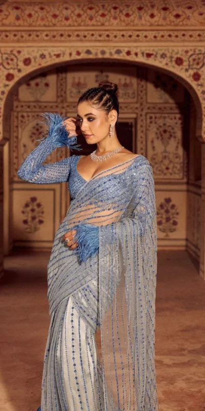Firozi Mono Net Sequins Saree | Sarees, Bollywood Sarees, Creative Sarees, Designer Sarees, Embroidered Sarees, Ethnic Saree, Modern Digital sarees, Party Wear Sarees