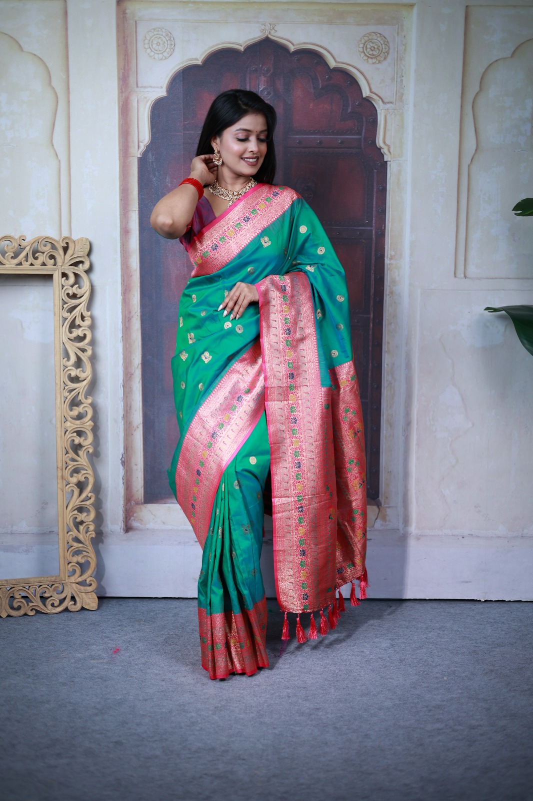 Firozi Paithani Ajanta Lotus With Lace Work Saree | Sarees, Bollywood Sarees, Creative Sarees, Designer Sarees, Embroidered Sarees, Ethnic Saree, Modern Digital sarees, Party Wear Sarees