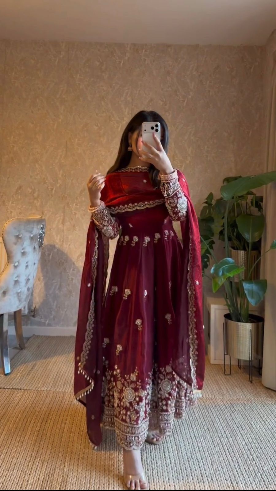 Gorgeous Maroon Fendy Silk Thread Work Salwar Suit | Anarkali Suits, Bollywood Anarkali, Creative-Anarkali, Designer Anarkali, Embroidered Anarkali, Party Wear Anarkali
