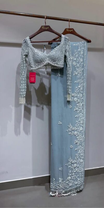 DF 3478 Sky Blue Faux Georgette Embroidery Work Saree . Perfect for Wedding, Party, Onam, Family ,Festive Deal ₹2049. Delivery 4-6 Working Days | Sarees, Bollywood Sarees, Creative Sarees, Designer Sarees, Embroidered Sarees, Ethnic Saree, Modern Digital sarees, Party Wear Sarees