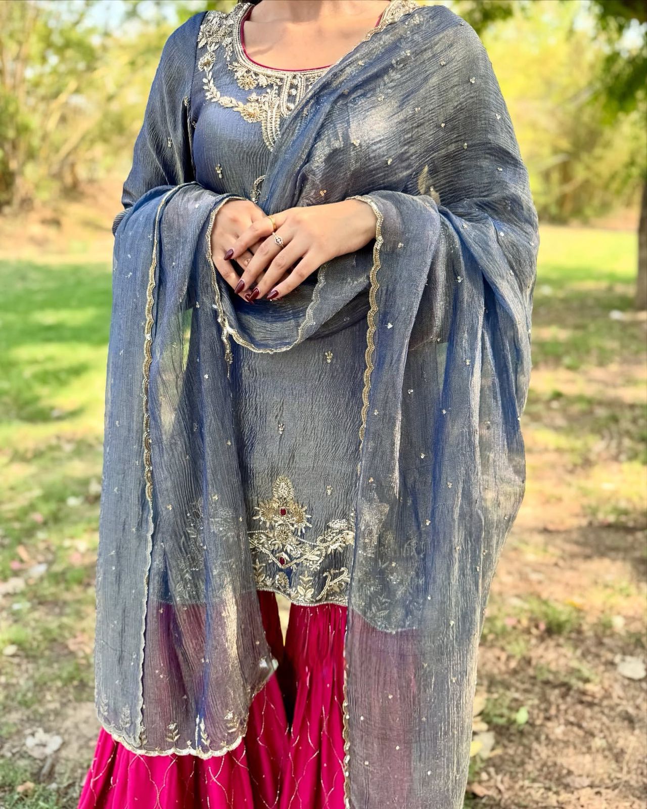 Gray Fandy With Embroidery Work Salwar Suit | Jump Suits, Tops & Bottoms, Track Suits, Salwar suit, Casual Suits, Creative suits, Designer Suits, Palazzo Suits, Party Wear Suits, Patiala Suits, Straight Suits, Trendy Wear