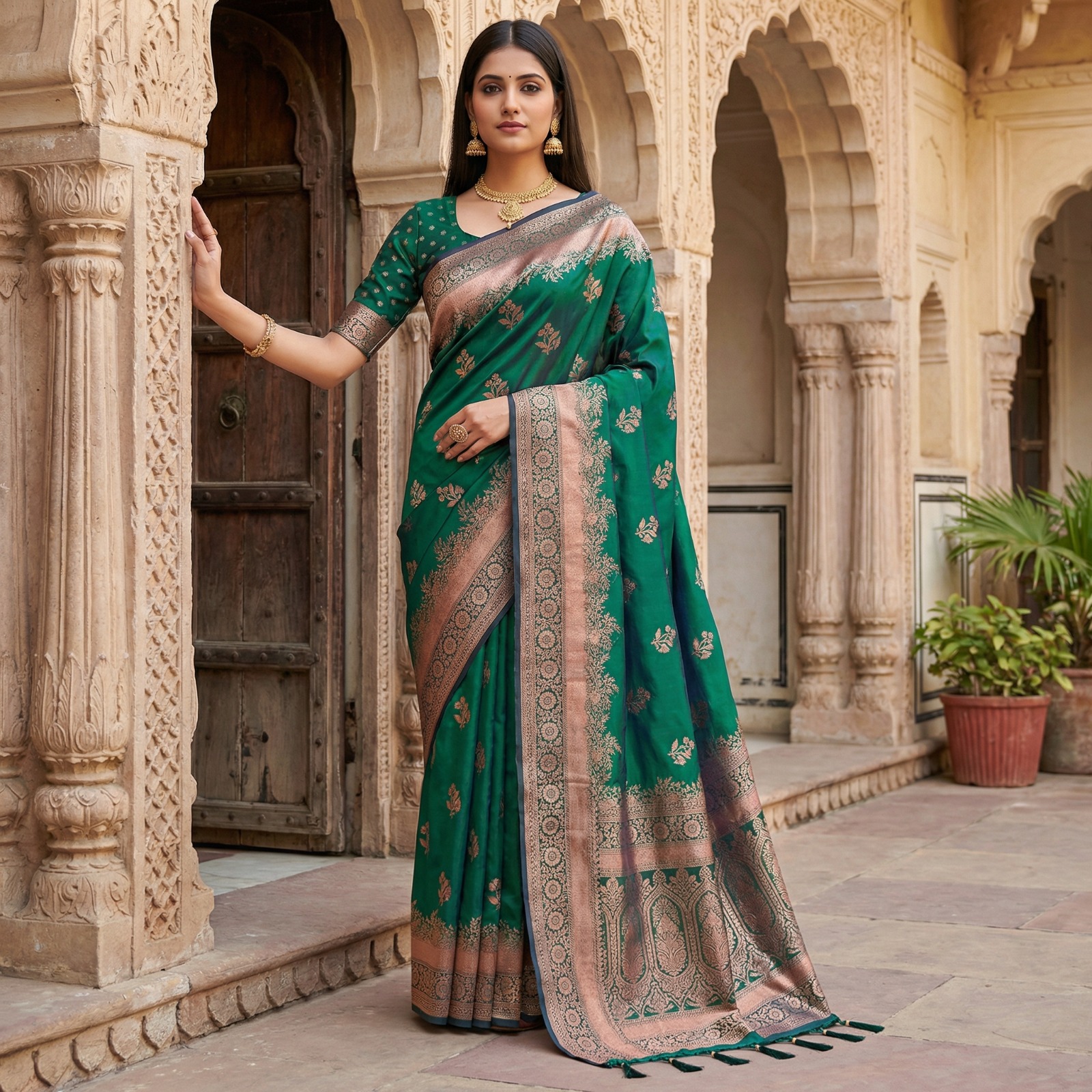 Green Banarasi Zari Lace Work Saree | Sarees, Bollywood Sarees, Creative Sarees, Designer Sarees, Embroidered Sarees, Ethnic Saree, Modern Digital sarees, Party Wear Sarees