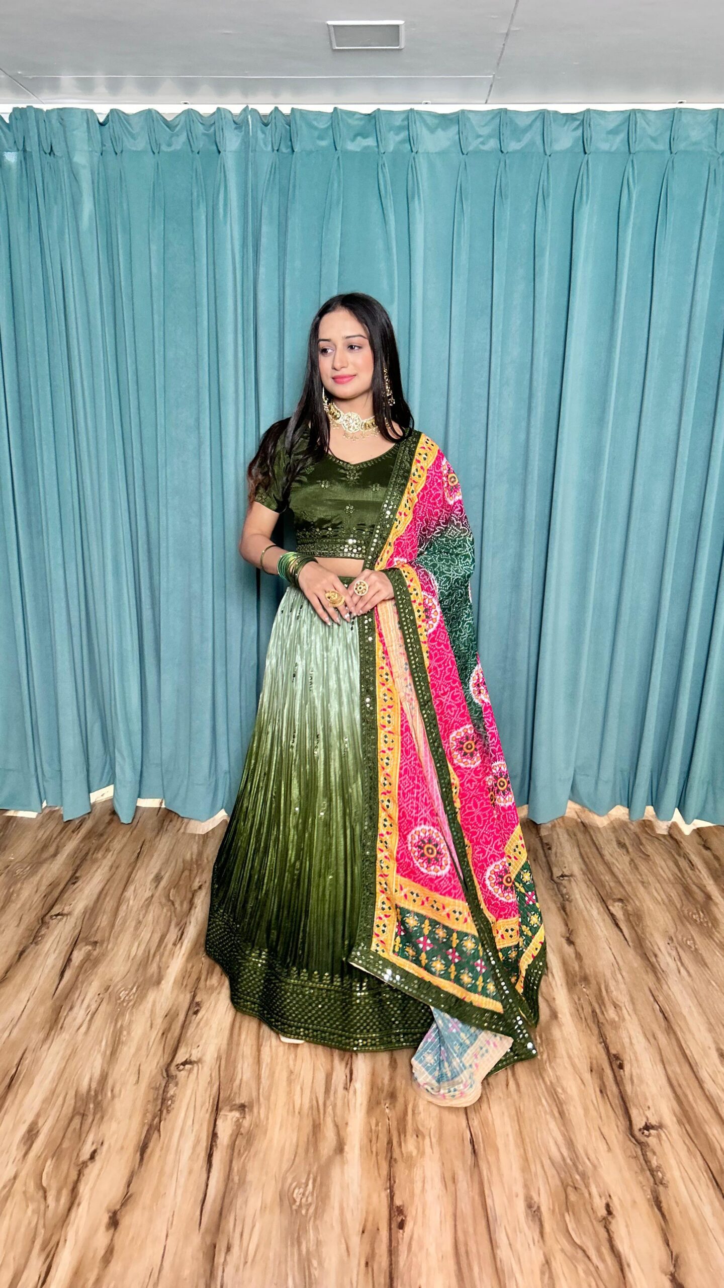 Green Chinon Silk Sequins Work Lehenga Choli | Lehenga, Bollywood Lehenga, Creative Lehenga, Designer Lehenga, Embroidered Lehenga, Party Wear Lehenga