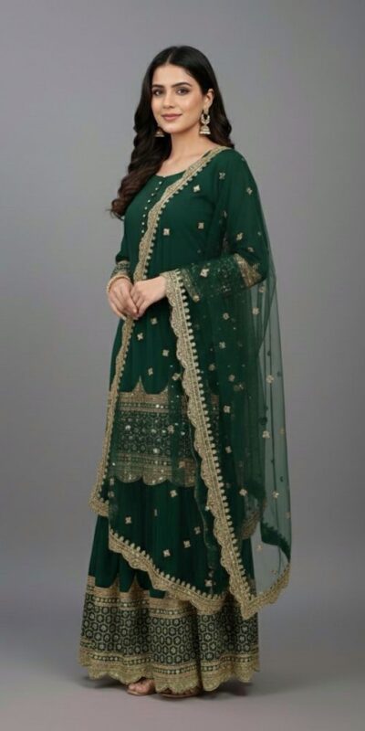 Green Faux Georgette Embroider Salwar Suit | Jump Suits, Salwar suit, Casual Suits, Creative suits, Designer Suits, Palazzo Suits, Party Wear Suits, Patiala Suits, Straight Suits