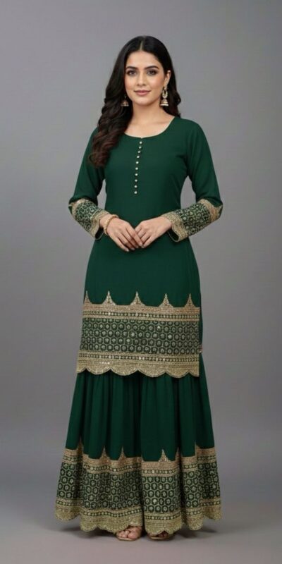 Green Faux Georgette Embroider Salwar Suit | Jump Suits, Salwar suit, Casual Suits, Creative suits, Designer Suits, Palazzo Suits, Party Wear Suits, Patiala Suits, Straight Suits