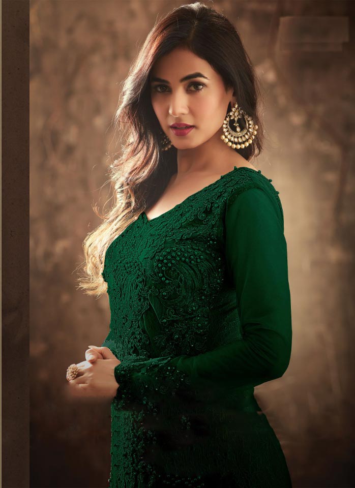 Green Football Net Embroidery Sequence Stone Coding Moti Work Salwar Suit | Jump Suits, Salwar suit, Casual Suits, Creative suits, Designer Suits, Palazzo Suits, Party Wear Suits, Patiala Suits, Straight Suits