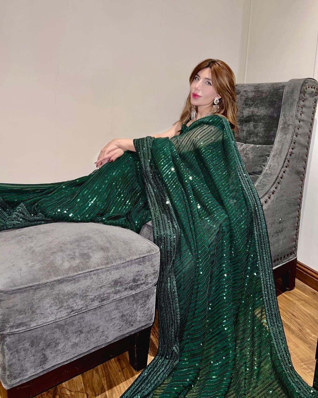 Green Fox Georgette Embroidery Sequence Work Saree | Sarees, Bollywood Sarees, Creative Sarees, Designer Sarees, Embroidered Sarees, Ethnic Saree, Modern Digital sarees, Party Wear Sarees