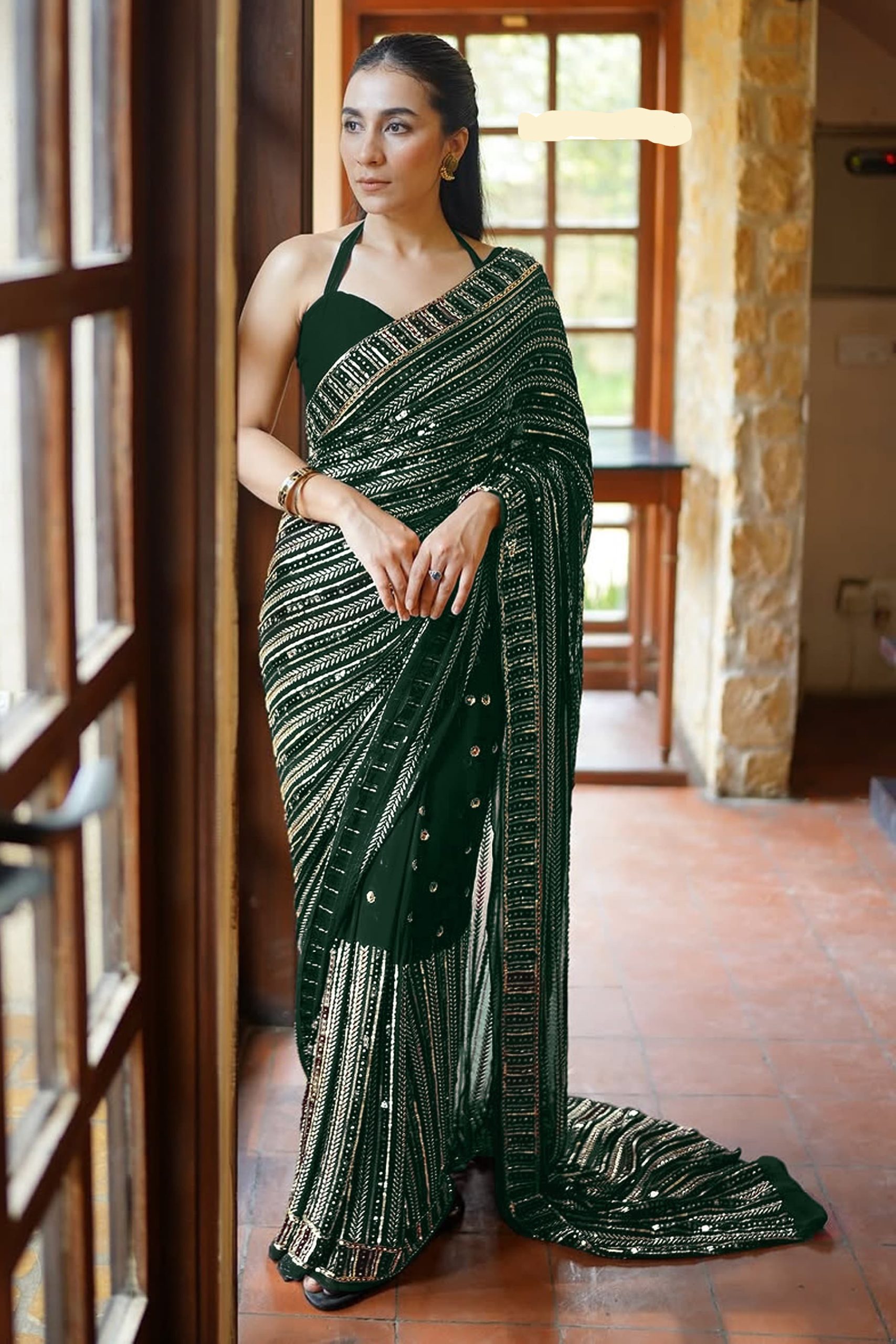 Green Georgette Embroidery Work Saree | Sarees, Bollywood Sarees, Creative Sarees, Designer Sarees, Embroidered Sarees, Ethnic Saree, Modern Digital sarees, Party Wear Sarees