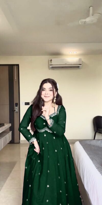 Green Georgette Sequence Gown | Gowns, Bollywood Gowns, Creative Gowns, Designer Gowns, Embroidered Gowns, Party Wear Gowns