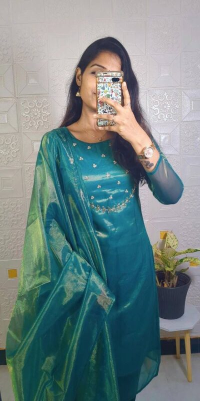 Green Heavy Twill Golden Shining Fabric Kurti | Kurti, Bollywood Kurti, Creative Kurtis, Designer Kurti, Party Wear Kurti, Selfie Kurti