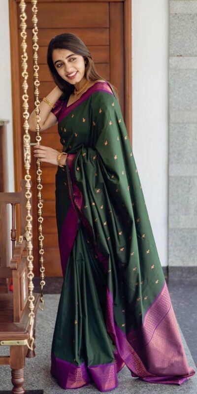 Green Lichi Silk Lace Work Border Saree | Sarees, Bollywood Sarees, Creative Sarees, Designer Sarees, Embroidered Sarees, Ethnic Saree, Modern Digital sarees, Party Wear Sarees