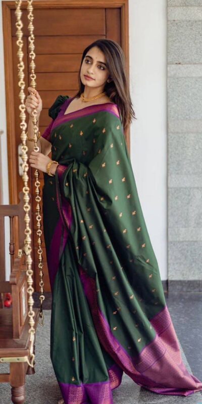 Green Lichi Silk Lace Work Border Saree | Sarees, Bollywood Sarees, Creative Sarees, Designer Sarees, Embroidered Sarees, Ethnic Saree, Modern Digital sarees, Party Wear Sarees