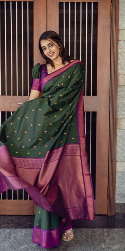 Green Lichi Silk Lace Work Border Saree | Sarees, Bollywood Sarees, Creative Sarees, Designer Sarees, Embroidered Sarees, Ethnic Saree, Modern Digital sarees, Party Wear Sarees