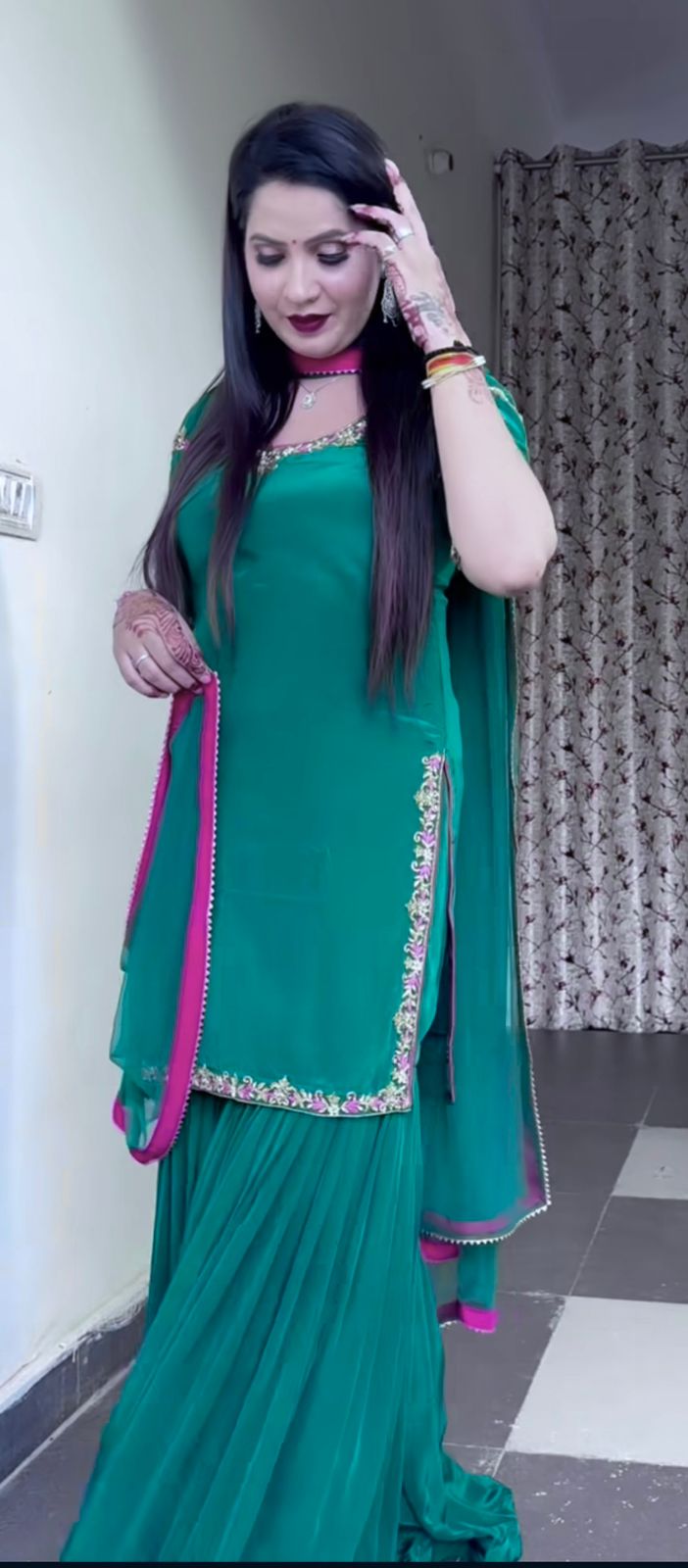 Green Natural Crap Embroidery Lace Work Sawlar Suit | Jump Suits, Salwar suit, Casual Suits, Creative suits, Designer Suits, Palazzo Suits, Party Wear Suits, Patiala Suits, Straight Suits