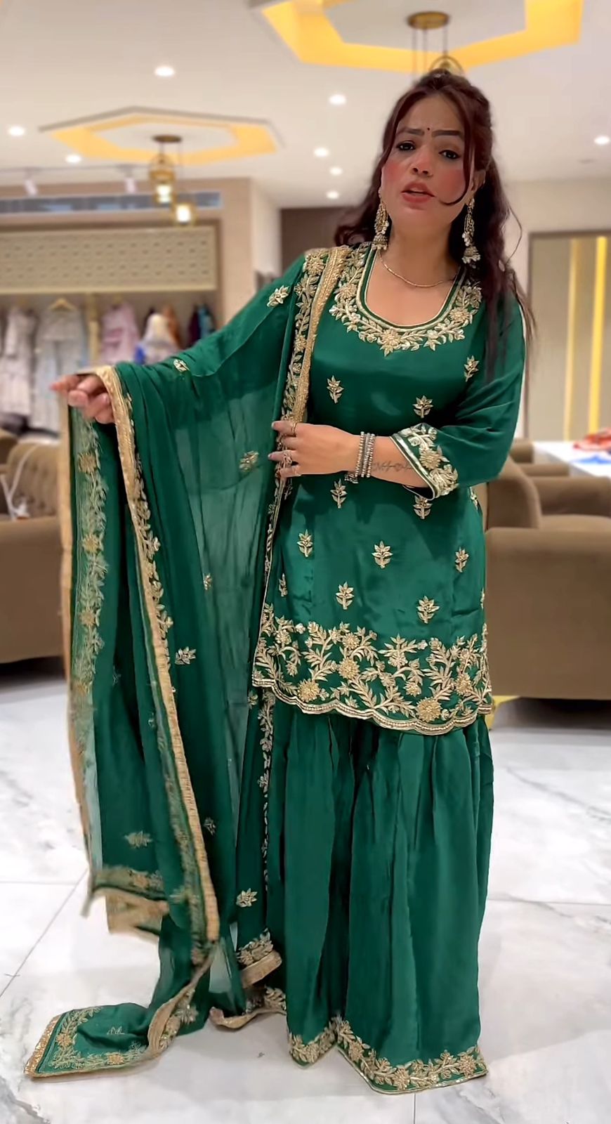 Green Natural Crep Embroidery Work Salwar Suit | Jump Suits, Salwar suit, Casual Suits, Creative suits, Designer Suits, Palazzo Suits, Party Wear Suits, Patiala Suits, Straight Suits