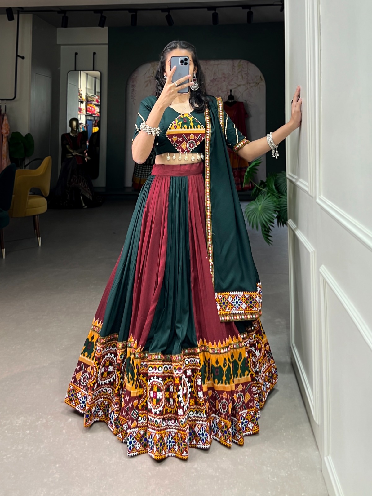 Green Rayon Printed Silk Work Lehenga Choli | Lehenga, Bollywood Lehenga, Creative Lehenga, Designer Lehenga, Embroidered Lehenga, Party Wear Lehenga