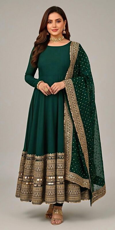 Green Roman Silk Embroidery Lace Work Gown | Gowns, Bollywood Gowns, Creative Gowns, Designer Gowns, Embroidered Gowns, Party Wear Gowns