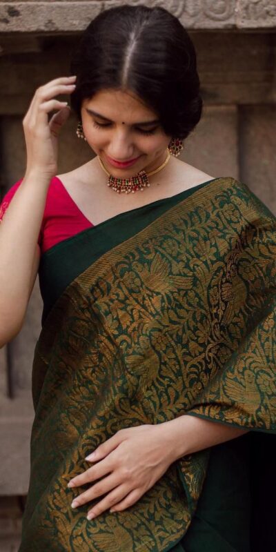 Green Soft Lichi Silk Jacquard Border Saree | Sarees, Bollywood Sarees, Creative Sarees, Designer Sarees, Embroidered Sarees, Ethnic Saree, Modern Digital sarees, Party Wear Sarees