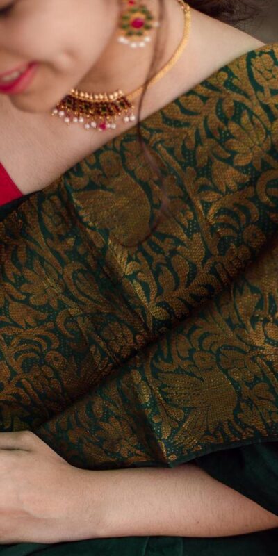 Green Soft Lichi Silk Jacquard Border Saree | Sarees, Bollywood Sarees, Creative Sarees, Designer Sarees, Embroidered Sarees, Ethnic Saree, Modern Digital sarees, Party Wear Sarees