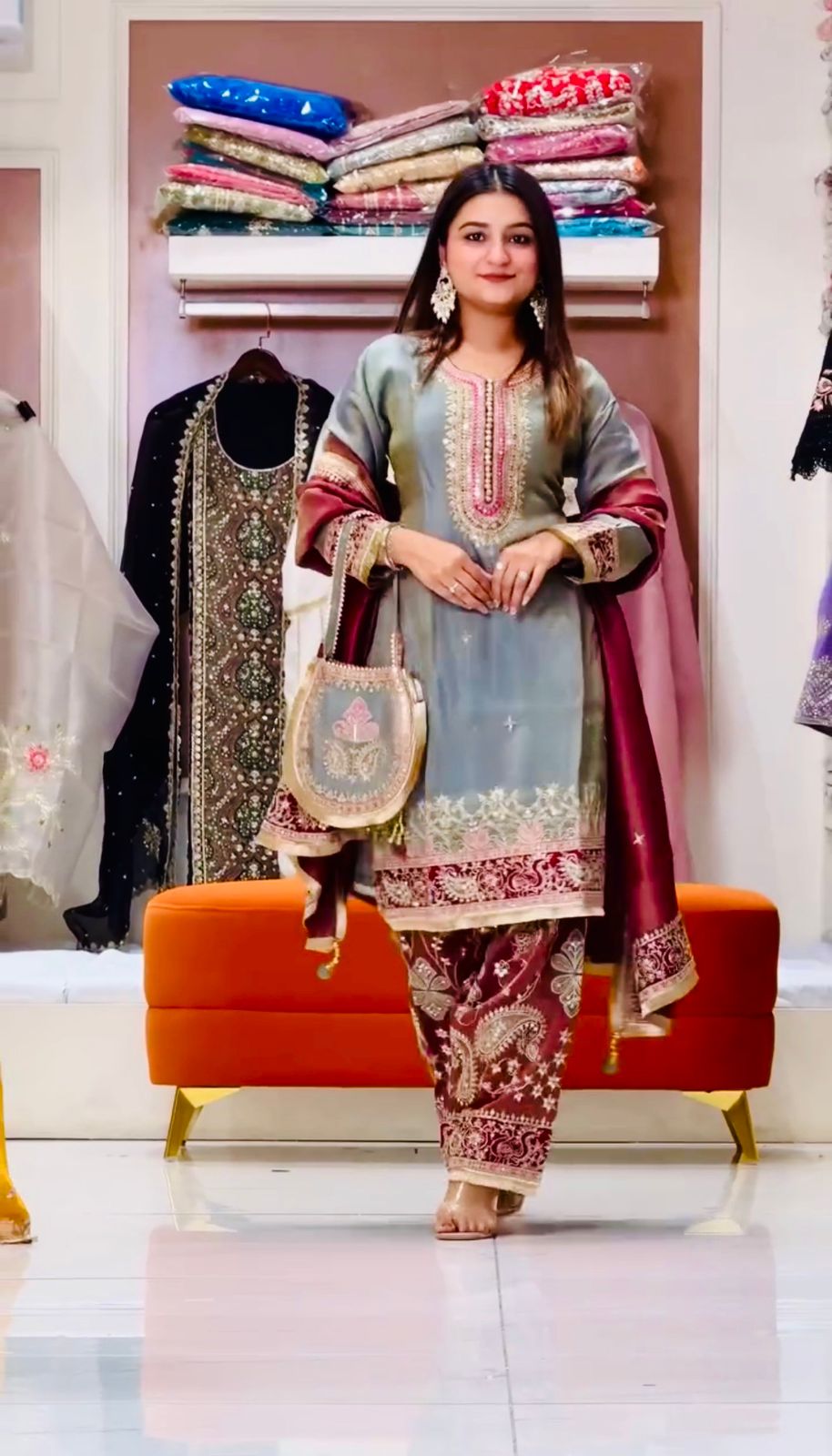 Grey Zimmy Silk Embroidery Work Salwar Suit | Jump Suits, Salwar suit, Casual Suits, Creative suits, Designer Suits, Palazzo Suits, Party Wear Suits, Patiala Suits, Straight Suits