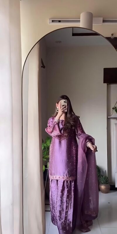 Lavender Chinnon Silk With Embroider Salwar Suit | Jump Suits, Salwar suit, Casual Suits, Creative suits, Designer Suits, Palazzo Suits, Party Wear Suits, Patiala Suits, Straight Suits
